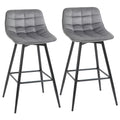 Set 2 Scaune Înalte în Stil Nordic cu Spătar și Suport pentru Picioare, 45x47x88 cm, Gri