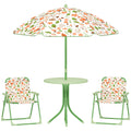 Set de Mobilier de Grădină din 4 Piese cu Masă, Scaune și Umbrelă de Soare Reglabilă, 50xΦ49,5 cm, Verde