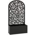 Jardinieră Elevată de Exterior, Jardinieră cu Suport Decorativ Arcuat cu Motive de Frunze pentru Plante Cățărătoare din Metal, Montare pe Perete sau Independentă, pentru Plante și Flori, 61x23x113 cm, Negru