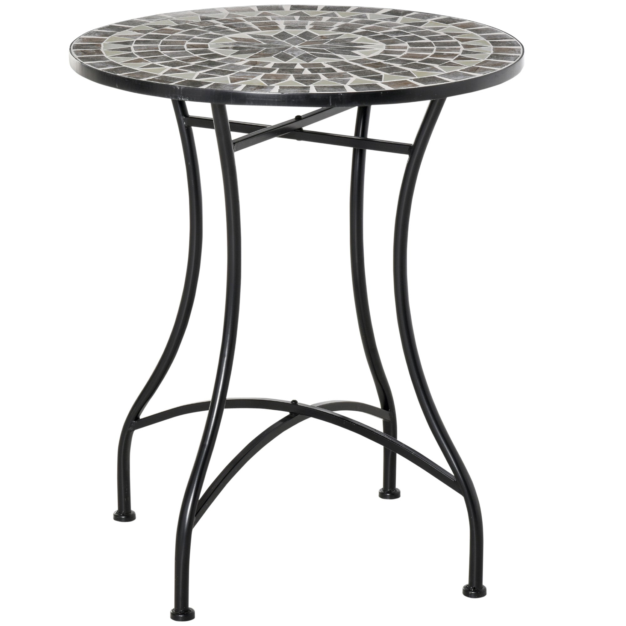 Masuta de Gradina si Exterior din Metal si Ceramica Neagra