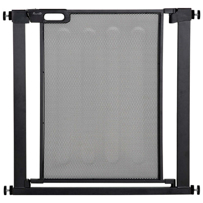 Poartă Extensibilă pentru Câini cu Presiune, Închidere Automată, Oțel și ABS, 75-82x76 cm, Neagră