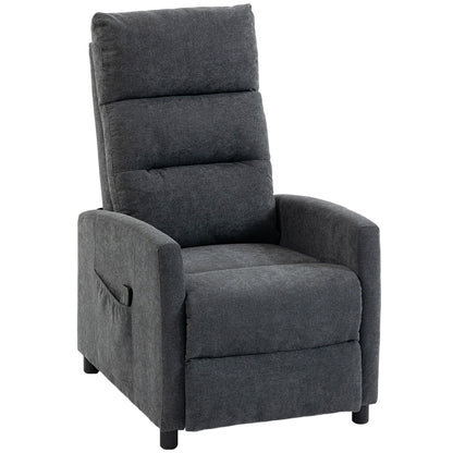 Fotoliu Reclinabil Manual cu Masaj 160°, Chenille, Suport Picioare, Telecomandă, Buzunare, Gri Închis