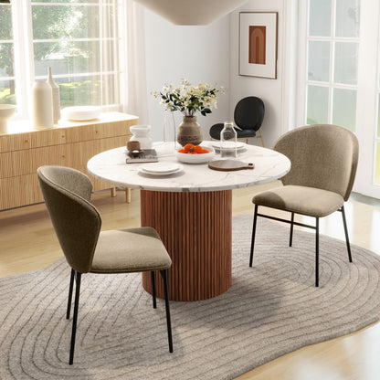 Scaun de masă, Design contemporan și elegant, Material textil cu efect de in, Oțel, 52 x 55 x 80 cm,  Maro deschis