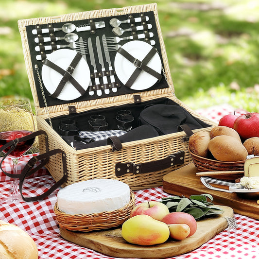 Coș de Picnic pentru 4 Persoane cu Zonă Frigorifică și Accesorii 54x34x20 cm