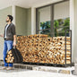 Suport de Lemne din Metal 0.8m³ cu Preș Impermeabil și Lanțuri 235x31x116cm
