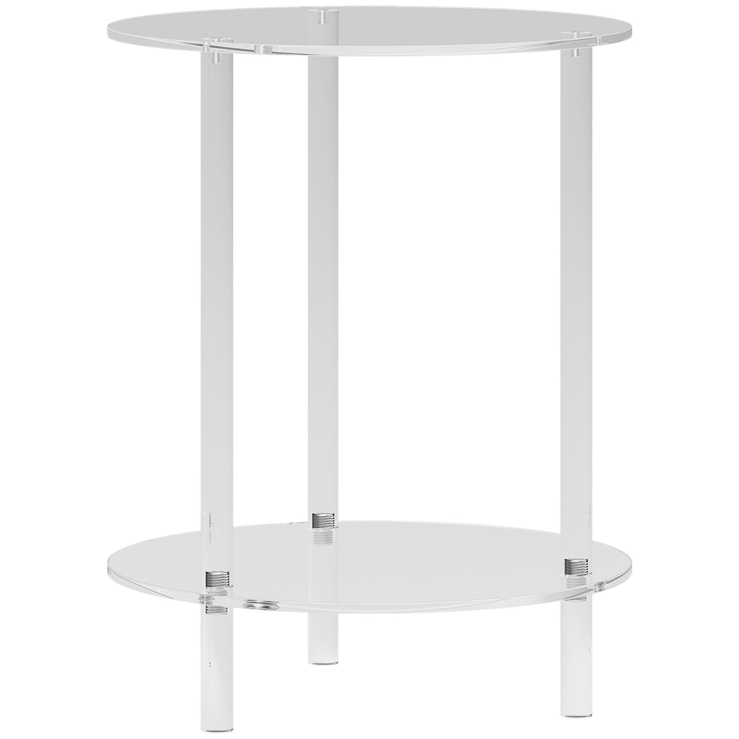 Masă Joasă Rotundă cu 2 Niveluri din Acrilic pentru Interior, Ø40x50 cm, Transparentă