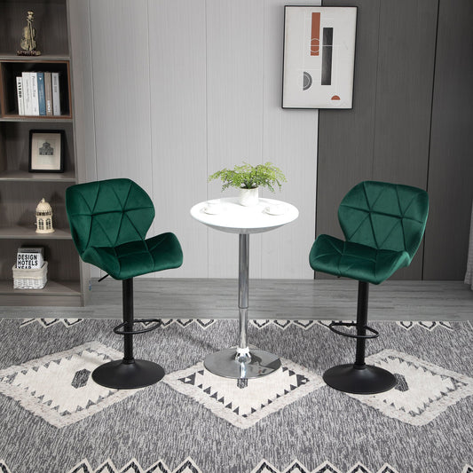 Set 2 Scaune Bar – Catifea Verde, Rotative & Reglabile