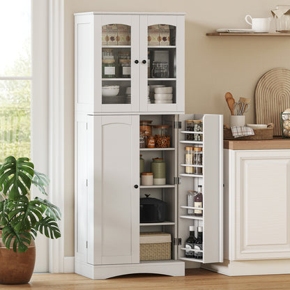 Dulap Bucătărie 162 cm, Credenza, Uși Acrilice Soft-Close, Rafturi, Alb.