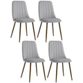 Set de 4 Scaune de Masa, Scaun de Bucatarie Modern cu Tapiterie din Catifea, Spatar Curbat si Picior din Otel pentru Camera de Zi, Dormitor, Gri
