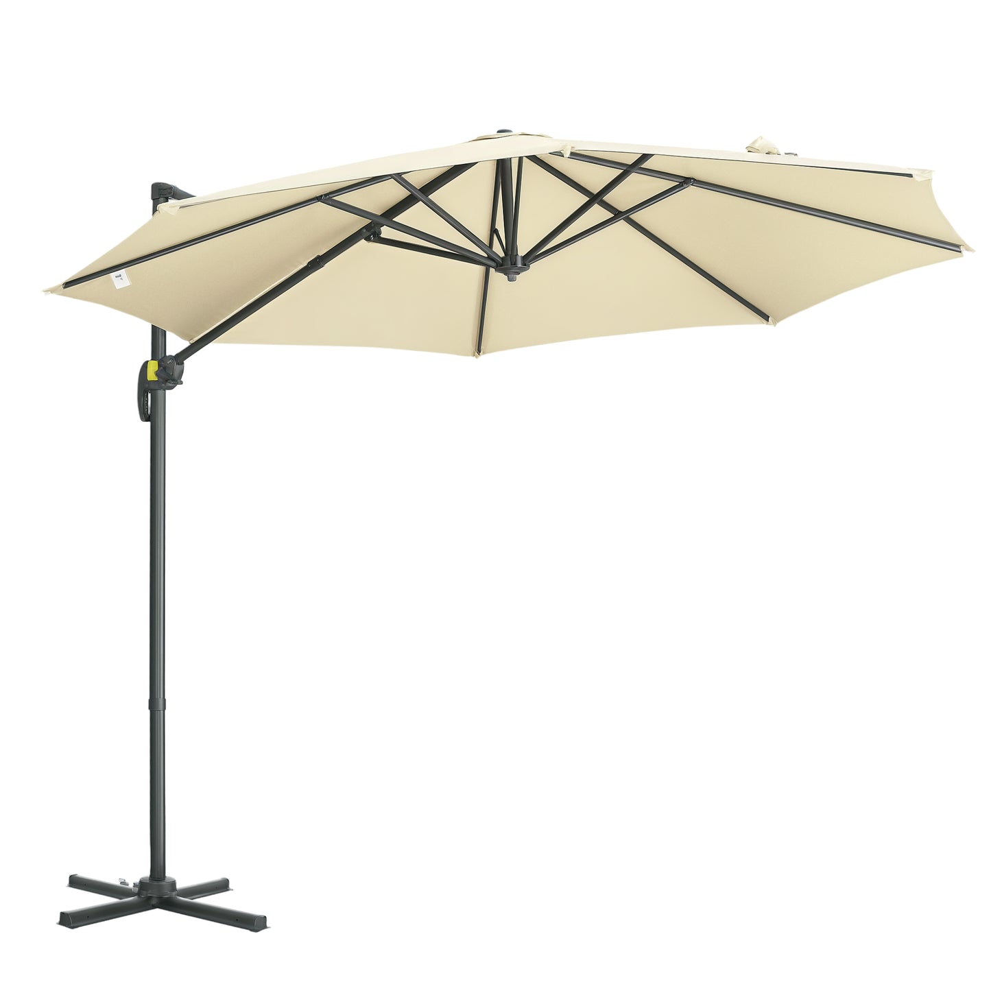 Umbrela de Soare pentru Gradina Descentrata cu Inclinare Reglabila si Pivotanta la 360°, Ø293x248cm Alb Crem