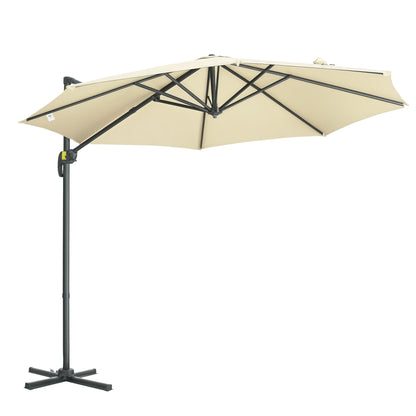 Umbrela de Soare pentru Gradina Descentrata cu Inclinare Reglabila si Pivotanta la 360°, Ø293x248cm Alb Crem