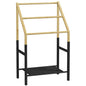 Suport Prosoape Podea – Negru, cu 3 Bare & Raft Inferior