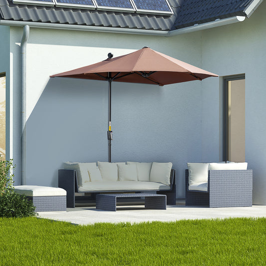 Umbrelă de Terasă 200x190x240 cm cu Manivelă, Stâlp din Oțel și Bază în Formă de Cruce Anti-UV pentru Terasă și Balcon, Gri