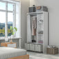 Dulap Modern cu Bară pentru Umerașe, 3 Sertare din Material Textil și 3 Rafturi, 105x48x160 cm, Alb și Gri