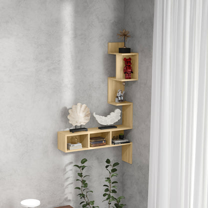 Raft de depozitare  MDF cu rafturi deschise pentru sufragerie si dormitor, 80x20x128,5 cm, de culoare stejar