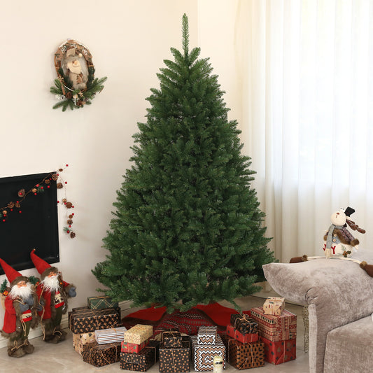 Brad artificial de Crăciun de 195 cm cu 1838 de ramuri și bază din oțel pentru interior, verde