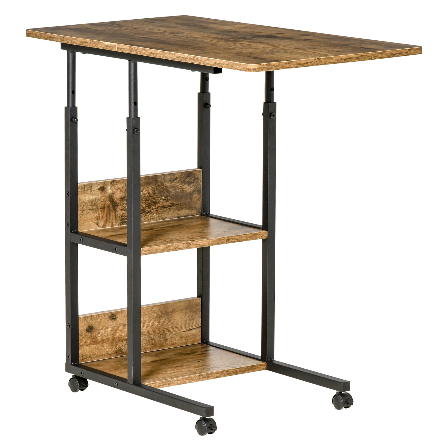 Masuta de Sufragerie, Noptiera cu Design Reglabil in Inaltime, Maro stil Rustic