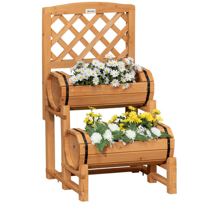 Jardiniera de Brad in Forma de Butoi de Exterior, cu Design Vertical inaltat, 45x45x180 cm, Maro