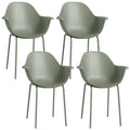 Set 4 Scaune de Exterior 59x55x84 cm din PP și Oțel Verde