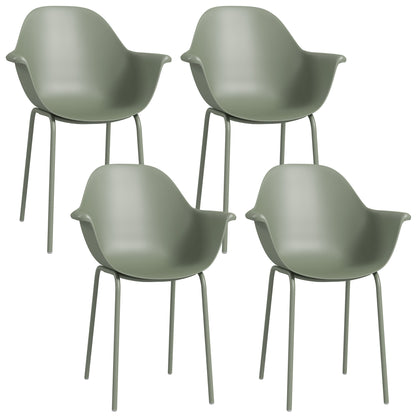 Set 4 Scaune de Exterior 59x55x84 cm din PP și Oțel Verde