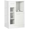 Bufet modern cu dulapuri si sertar, dulap de bucatarie cu economie de spatiu din lemn si sticla 60x40x95cm, alb