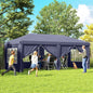 Foisor de gradina pliabil pentru exterior cu 6 panouri laterale, 585x295cm albastru