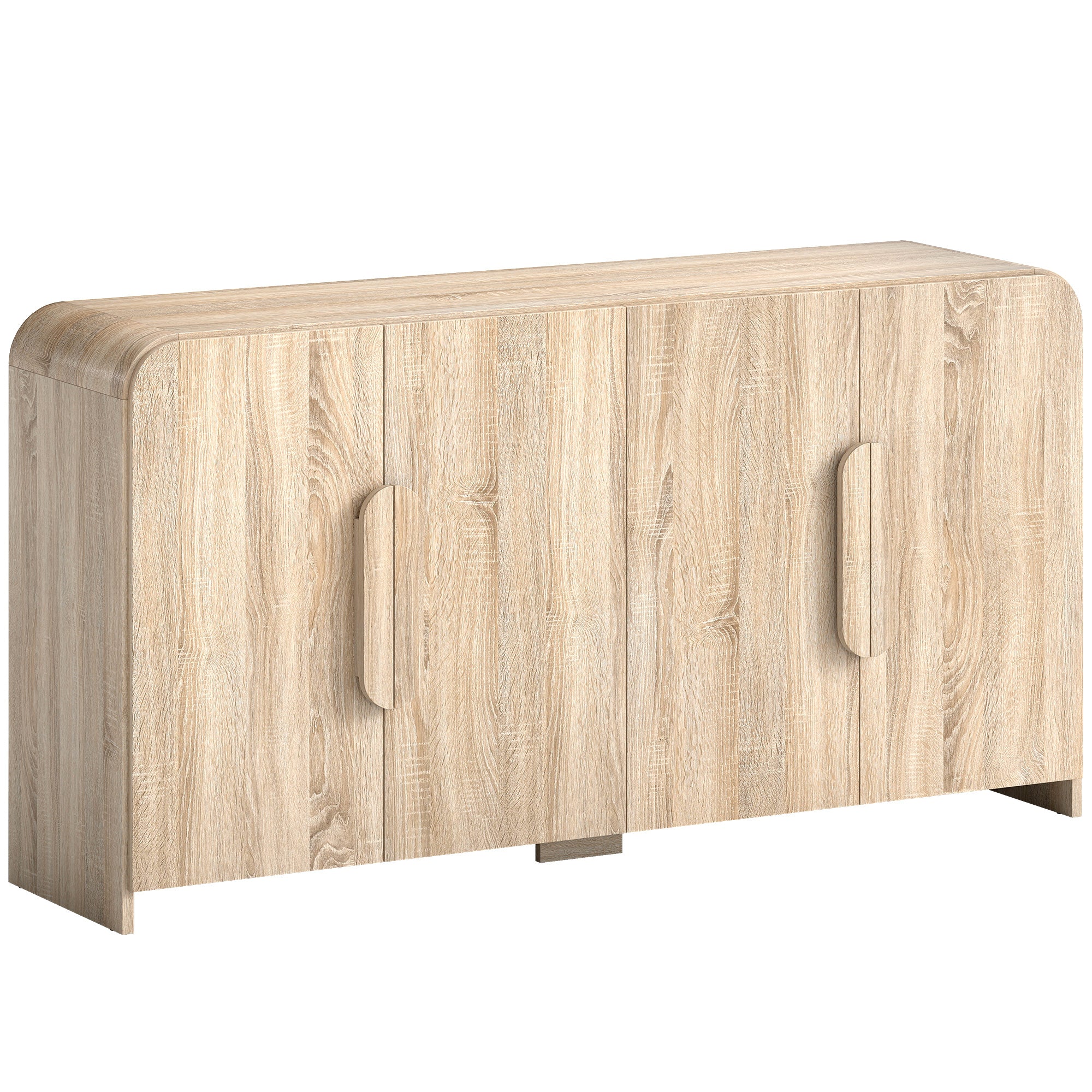Comodă de Bucătărie cu 2 Dulapuri, Uși Soft-Close și Rafturi Reglabile, 157x39x82 cm, Lemn Natural