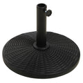 Bază Rotundă pentru Umbrelă, Efect Ratan, de 12,5 kg, Suport pentru Stâlpi de 38mm și 48mm, Ø44,5 cm, Negru