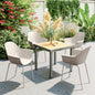 Set 4 Scaune Stivuibile pentru Terasă și Grădină, Scaune de Masă Exterior cu Design Ergonomic, Rezistente la Intemperii, Structură din Oțel, Gri