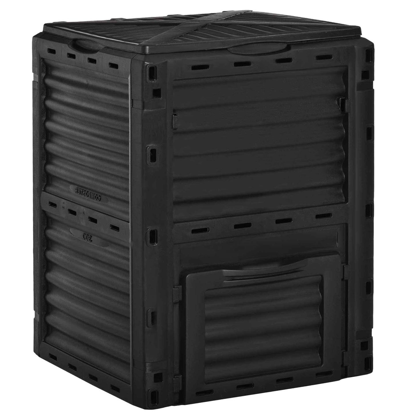 Compostor Gradina – 300L, Plastic Negru cu Capac Blocabil