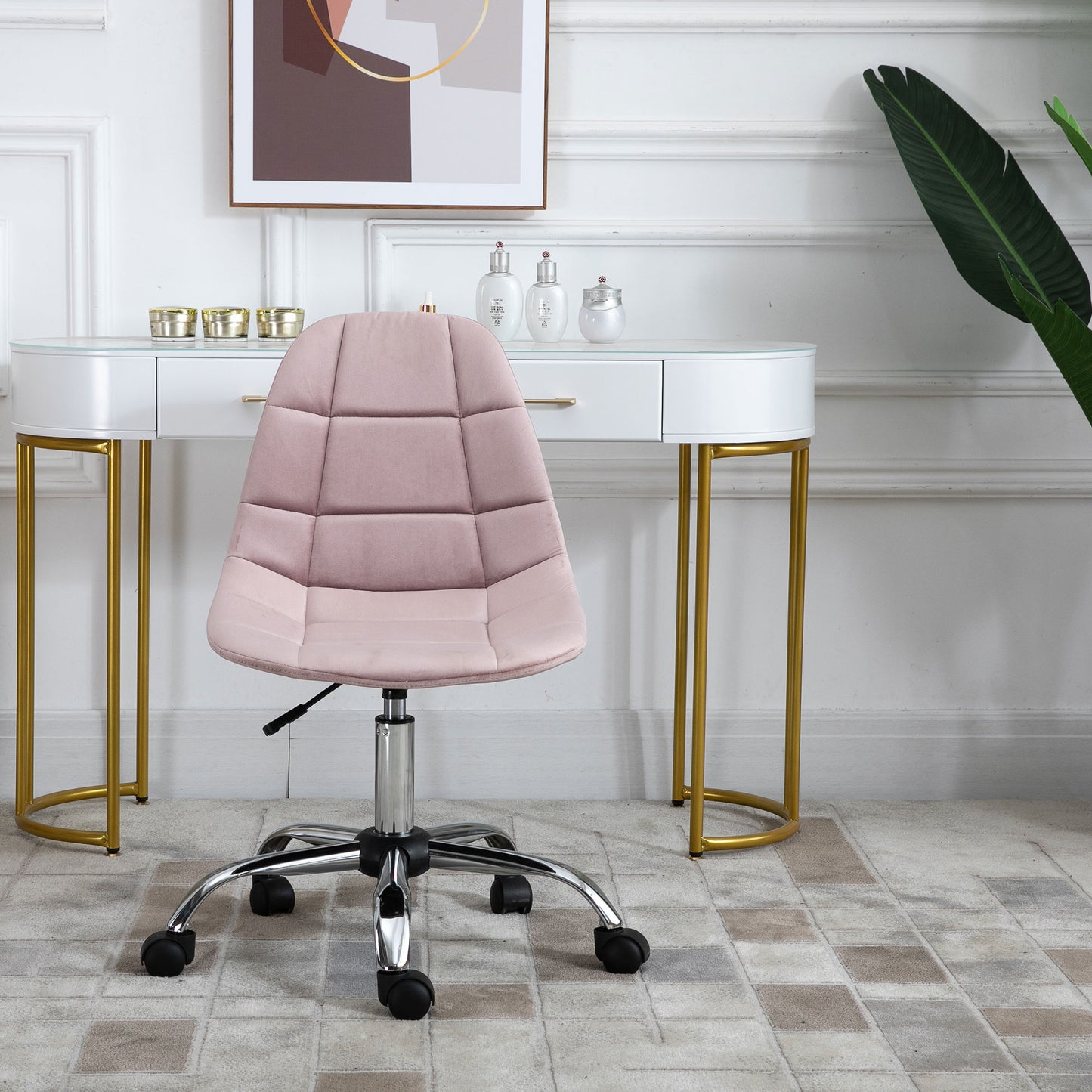 Scaun Pivotant pentru Birou Ergonomic Reglabil Roz