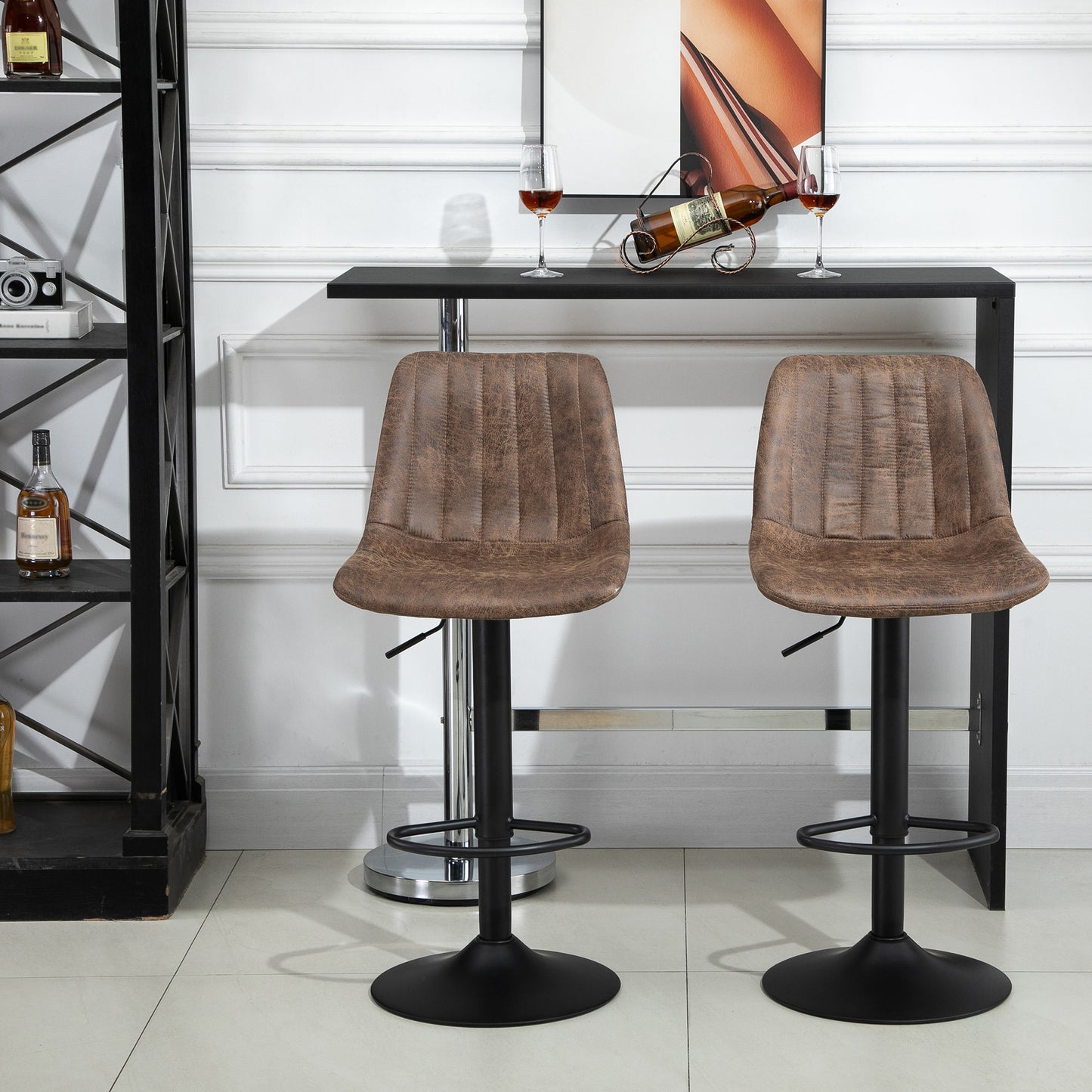 Set 2 Scaune de Bar – Reglabile, Rotative & Captusite