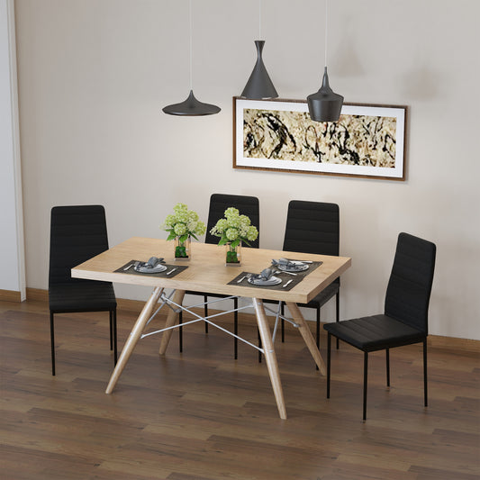 Set 4 scaune captusite pentru camera de zi, moderne, din metal si material textil Negru
