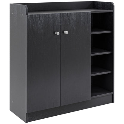 Dulap Pantofi Negru – 2 Usi Basculante, 83×30×90 cm