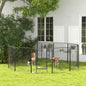 Țarc pentru câini cu 12 panouri modulabile de 80x100 cm, pliabil, cu ușă din oțel și 12 țăruși, gri