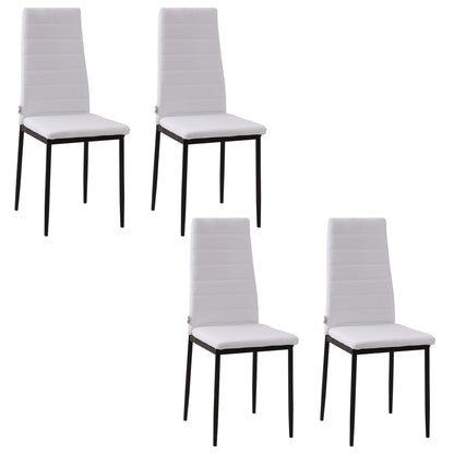 Set 4 Scaune Moderne – Alb, Metal & Textil pentru Camera de Zi