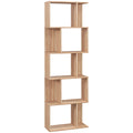 Bibliotecă din lemn cu 5 rafturi și separator, 60x24x184,5 cm, culoare lemn