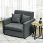 Poltrona Letto in Tessuto Effetto Velluto Grigio con 2 Cuscini e Spazio Contenitore, 100x98x88 cm