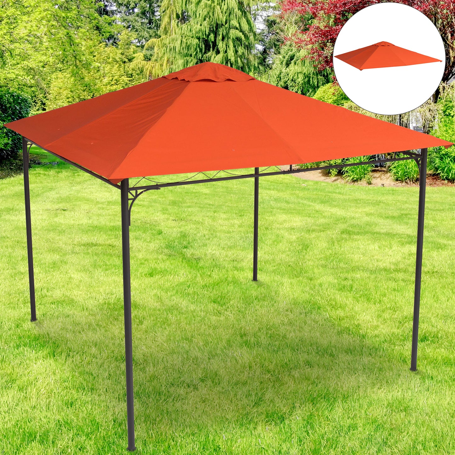 Acoperis de Schimb pentru Foisor 3x3m din Poliester Impermeabil Anti-UV, Portocaliu