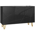 Dulap Mobil cu 2 Dulapuri și Raft Reglabil, din PAL și Metal, 120x40x75 cm, Negru și Auriu