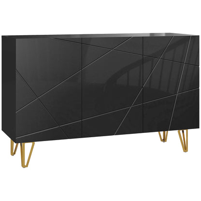 Dulap Mobil cu 2 Dulapuri și Raft Reglabil, din PAL și Metal, 120x40x75 cm, Negru și Auriu