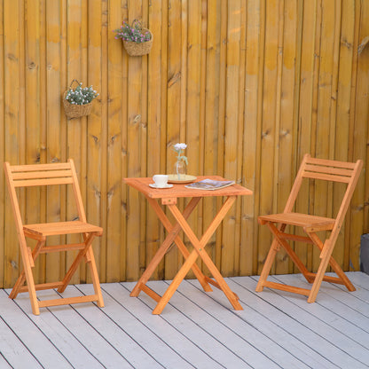 Set 3 Piese Masa si Scaune de Gradina Pliabile din Lemn pentru Exterior