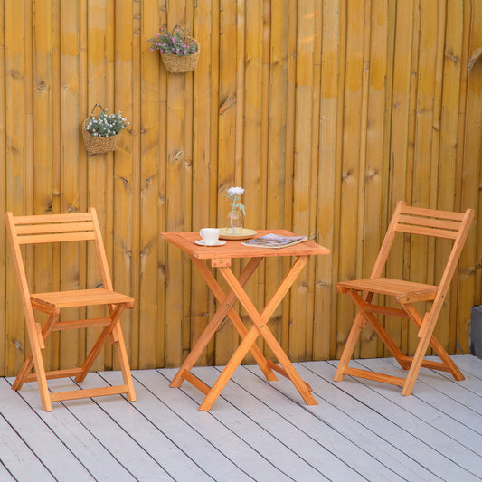 Set 3 Piese Masa si Scaune de Gradina Pliabile din Lemn pentru Exterior