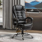 Scaun de Birou din Piele artificiala Neagra Inaltime Reglabila cu Spatar Rabatabil la 145° si Suport pentru Picioare, 64,5x69x117-127 cm