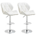 Set 2 Scaune Bar Reglabile, pentru bar si bucătărie, din Piele PU,51,5 x 57,5 x 93-114,5 cm, Alba