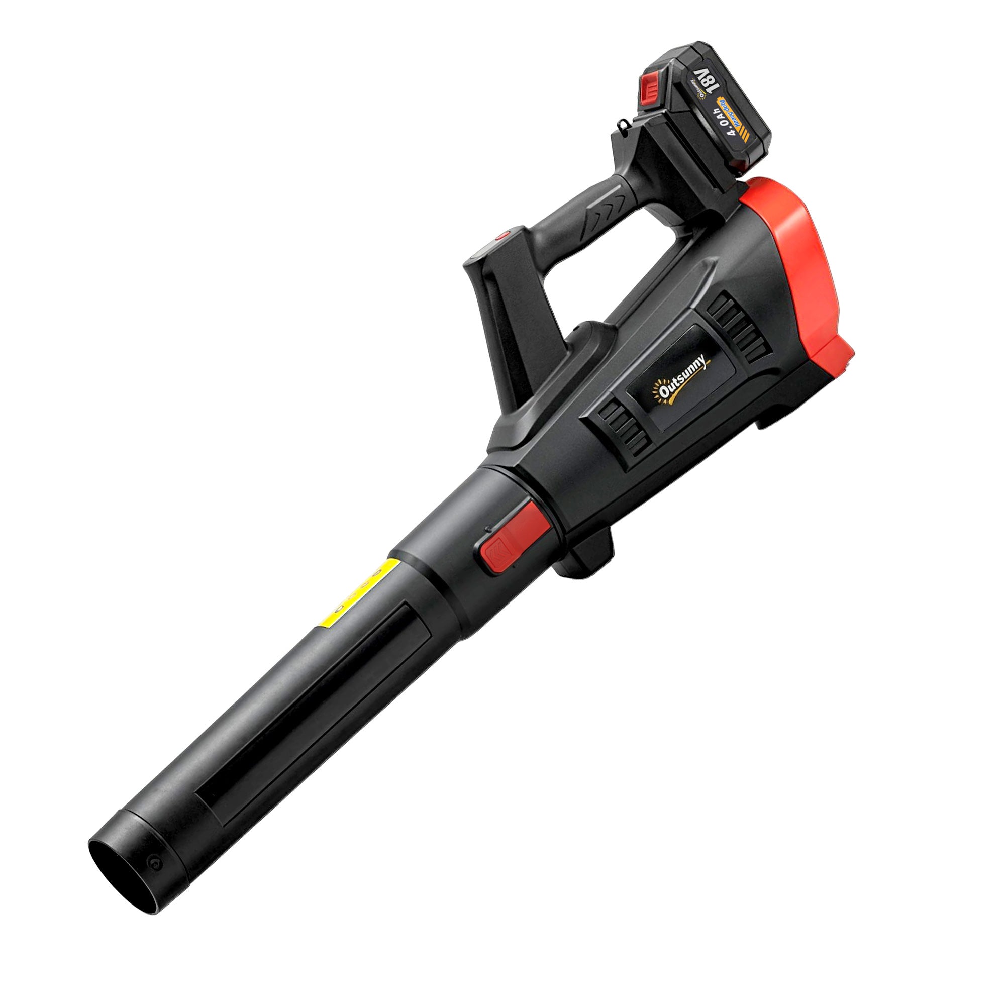 Suflător cu Baterie 18V, Suflător de Frunze cu 2 Baterii 4Ah, Motor Brushless 600W, 3 Trepte Viteză 149 km/h, Turbo Boost, 2 Țevi, Încărcător, pentru Grădină Frunze Zăpadă Praful