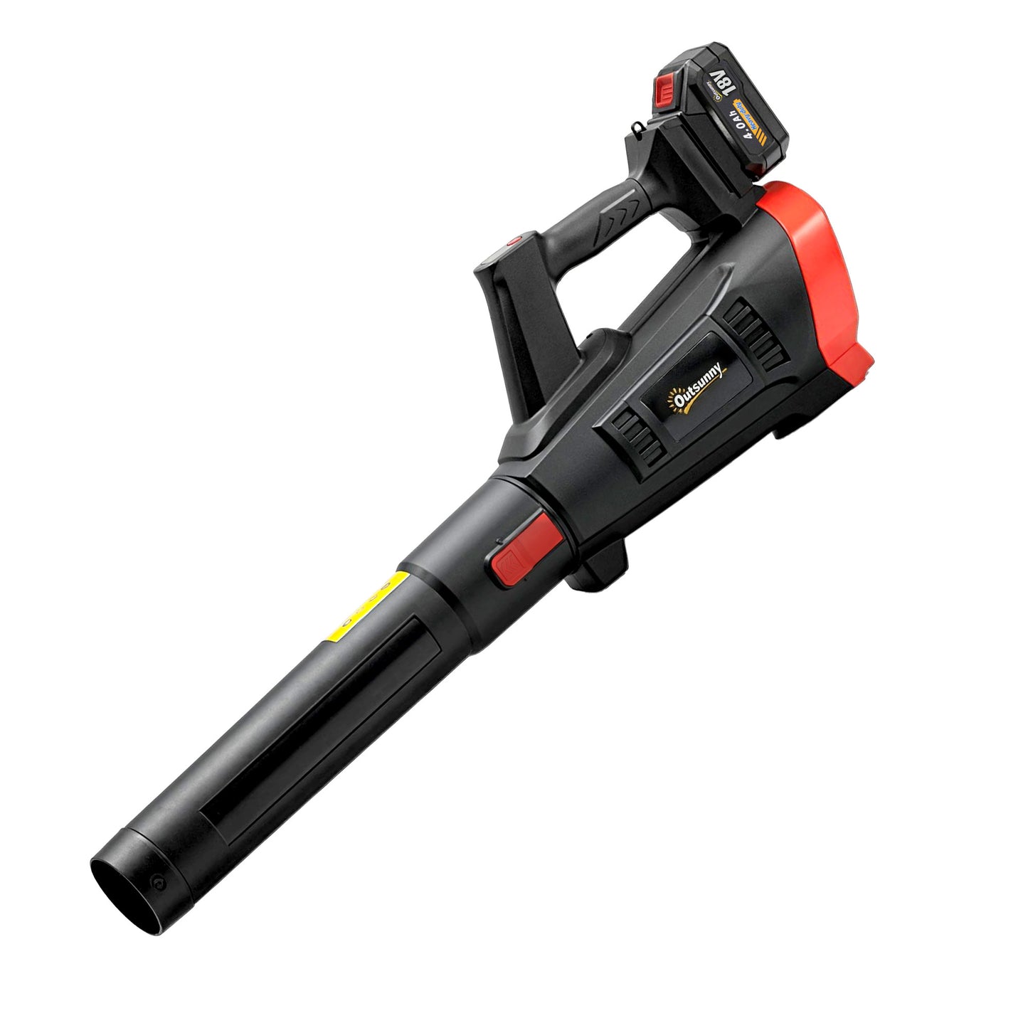 Suflător cu Baterie 18V, Suflător de Frunze cu 2 Baterii 4Ah, Motor Brushless 600W, 3 Trepte Viteză 149 km/h, Turbo Boost, 2 Țevi, Încărcător, pentru Grădină Frunze Zăpadă Praful