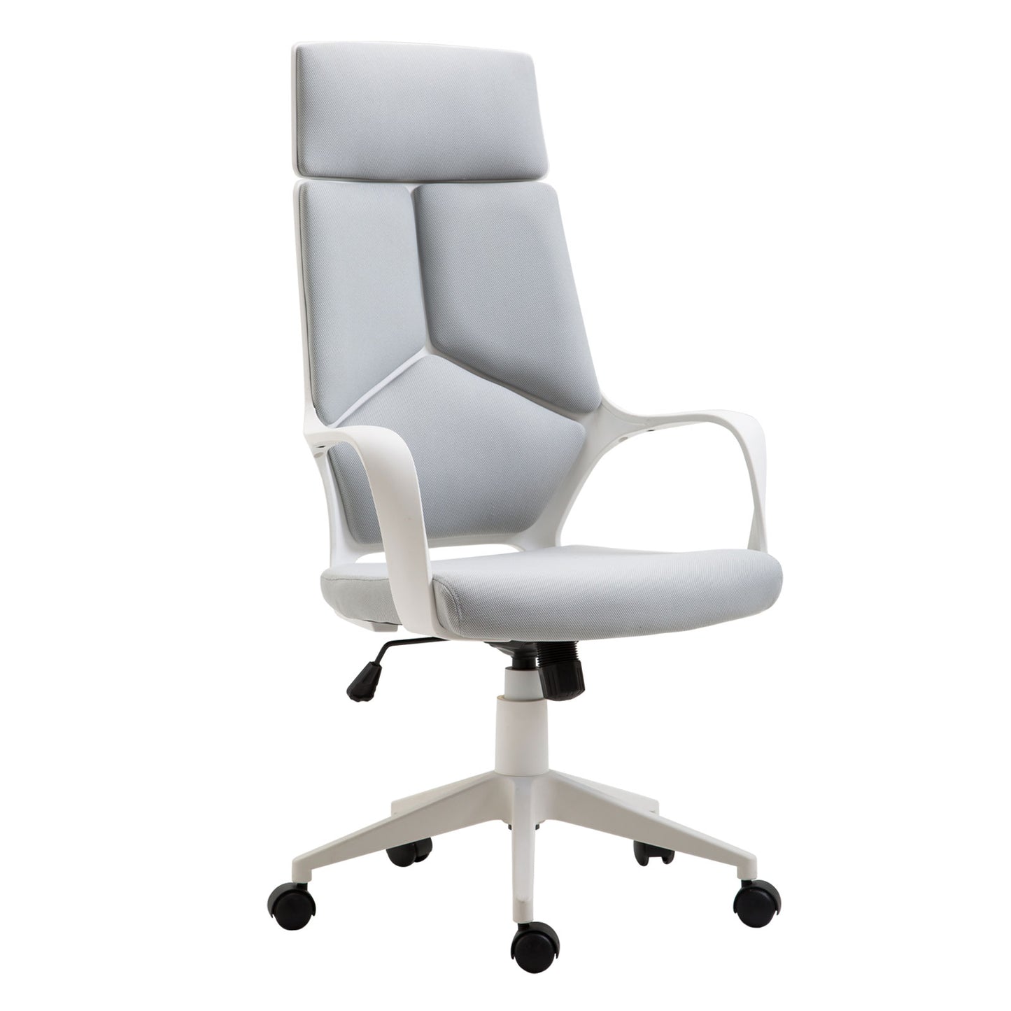 Scaun Ergonomic de Birou, Fotoliu Directorial din Mesh Respirabil cu Tetieră și Suport Lombar, Pivotant, Gri