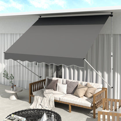Copertina de Soare cu Brate si Manivela, Structura Telescopica din Metal si Parasolar din Poliester 300x150cm, gri