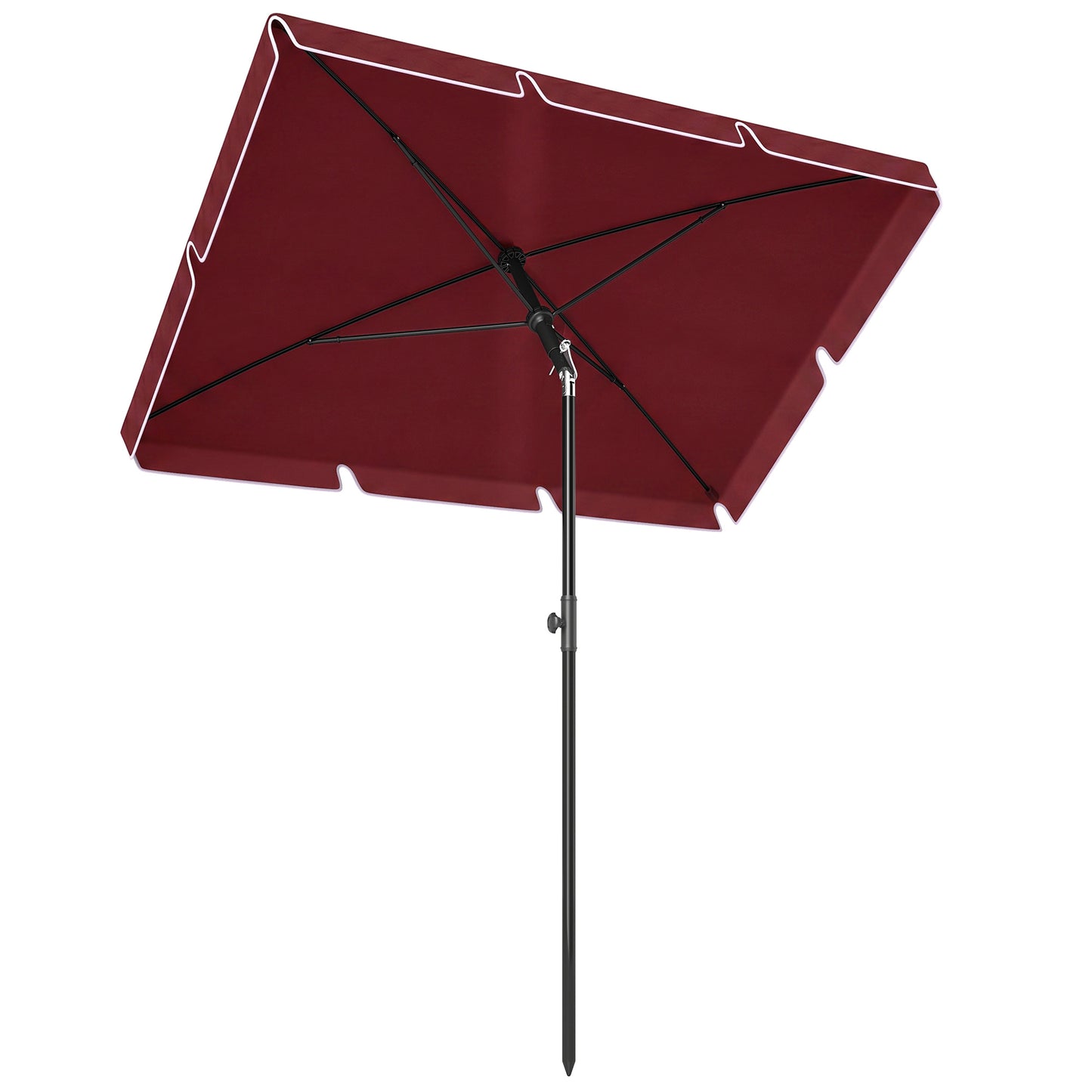 Umbrelă de Grădină Dreptunghiulară și Reglabilă cu Stâlp din Aluminiu, 2x1,3x2,5 m, Roșu Bordeaux